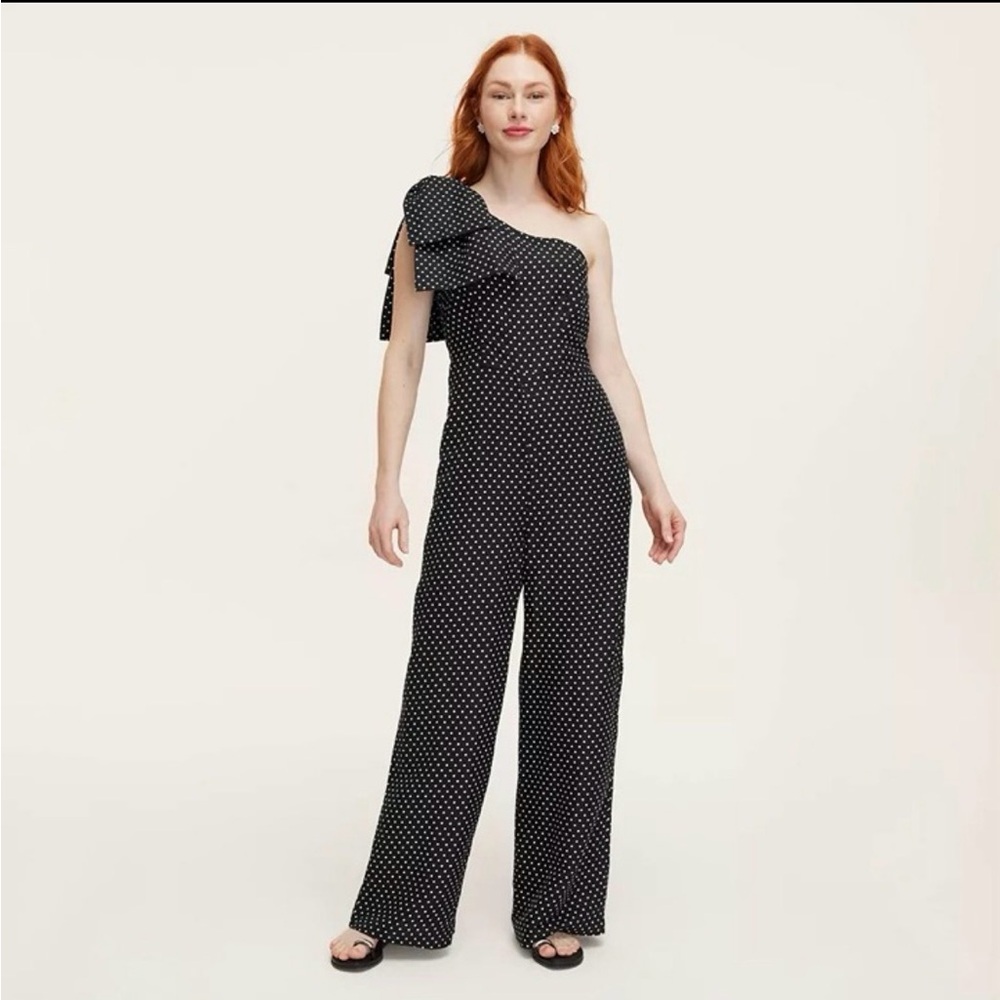 New Kate Spade x Target Mini Polka Dot One Shoulder Linen Jumpsuit size 4